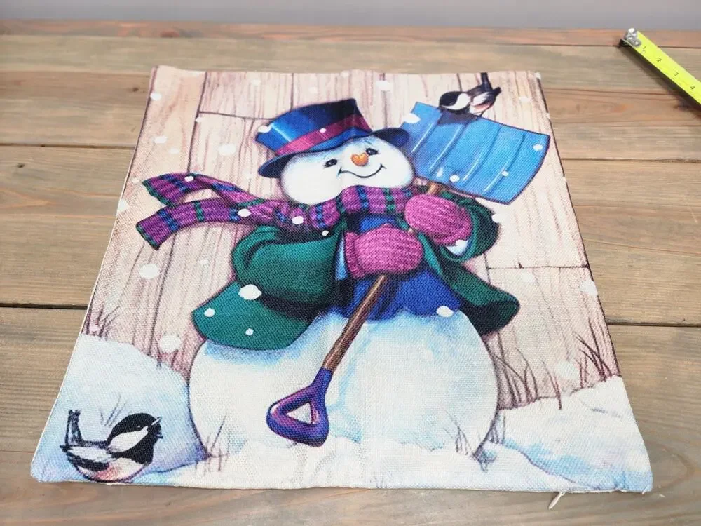 SNOWMAN Winter Fun Christmas Throw Pillow Cover Holiday Home Decor